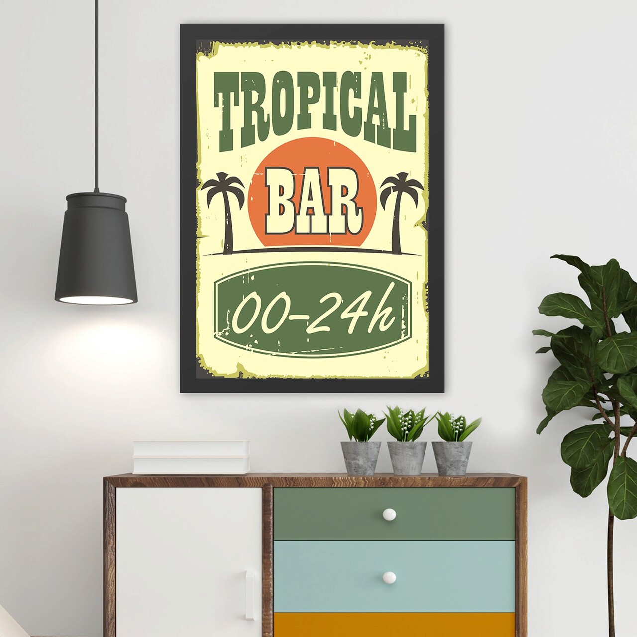 Tablou decorativ, Tropical Bar (40 x 55), Polistiren, Multicolor - imagine 3